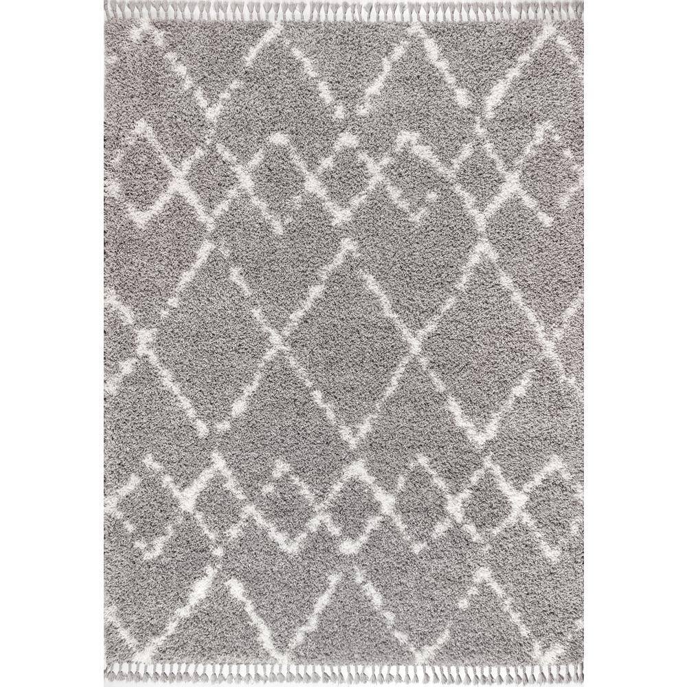 Reversible Grey/Cream Diamond Shag Area Rug 4' x 6'