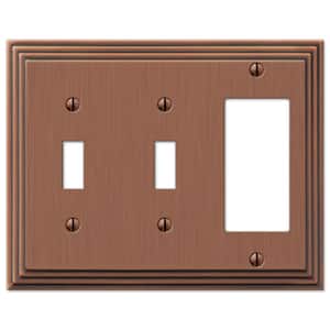 Tiered 3 Gang 2-Toggle and 1-Rocker Metal Wall Plate - Antique Copper