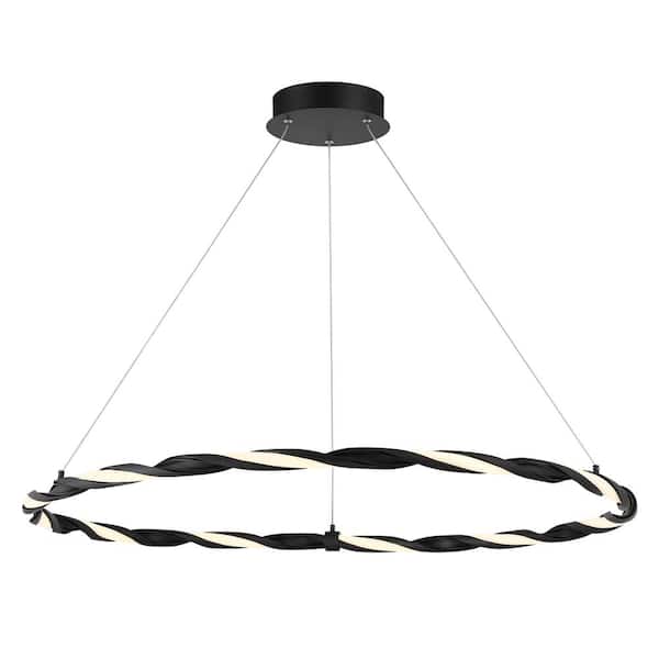 George Kovacs Convolution 140-Watt Equivalence Integrated LED Black Island Pendant with Lucent Silicone Diffuser