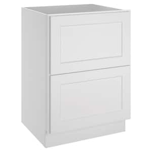 24 in. W x 24 in. D x 34.5 in. H in Shaker Dove Plywood Ready to Assemble Floor Base Kitchen Cabinet with 2 Drawers