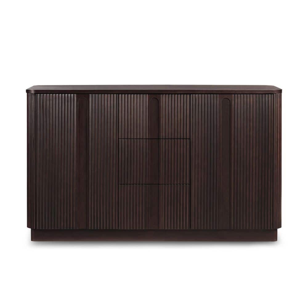 Full front view of an espresso wood buffet sideboard.