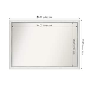 Medium Rectangle Satin White Silver Casual Mirror (33 in. H x 47 in. W)