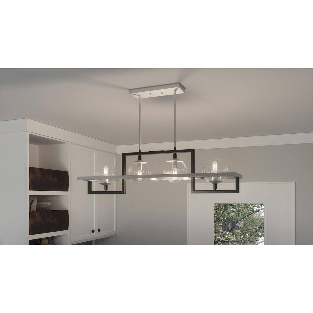 Kane 40" Black Steel and Glass Island Chandelier