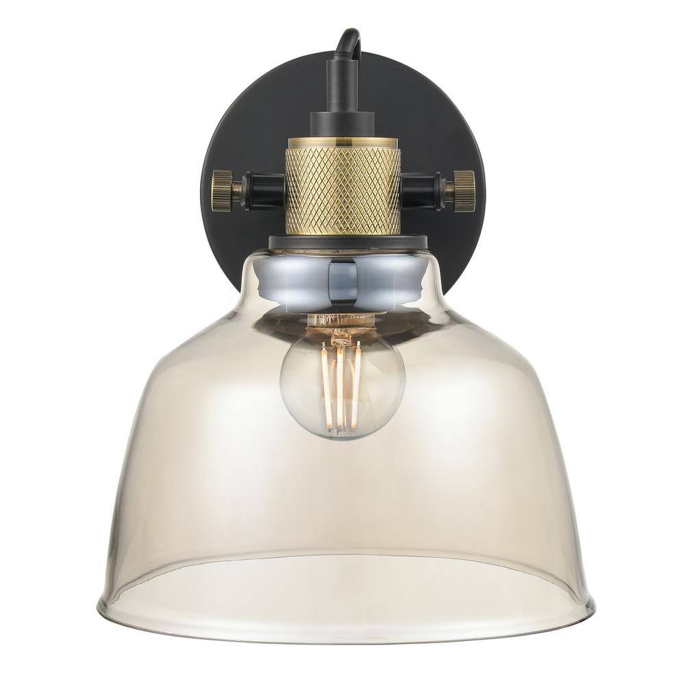 Arie 1-Light Black/Brass/Cognac Wall Sconce with Glass Shade price history on PriceWatchPro