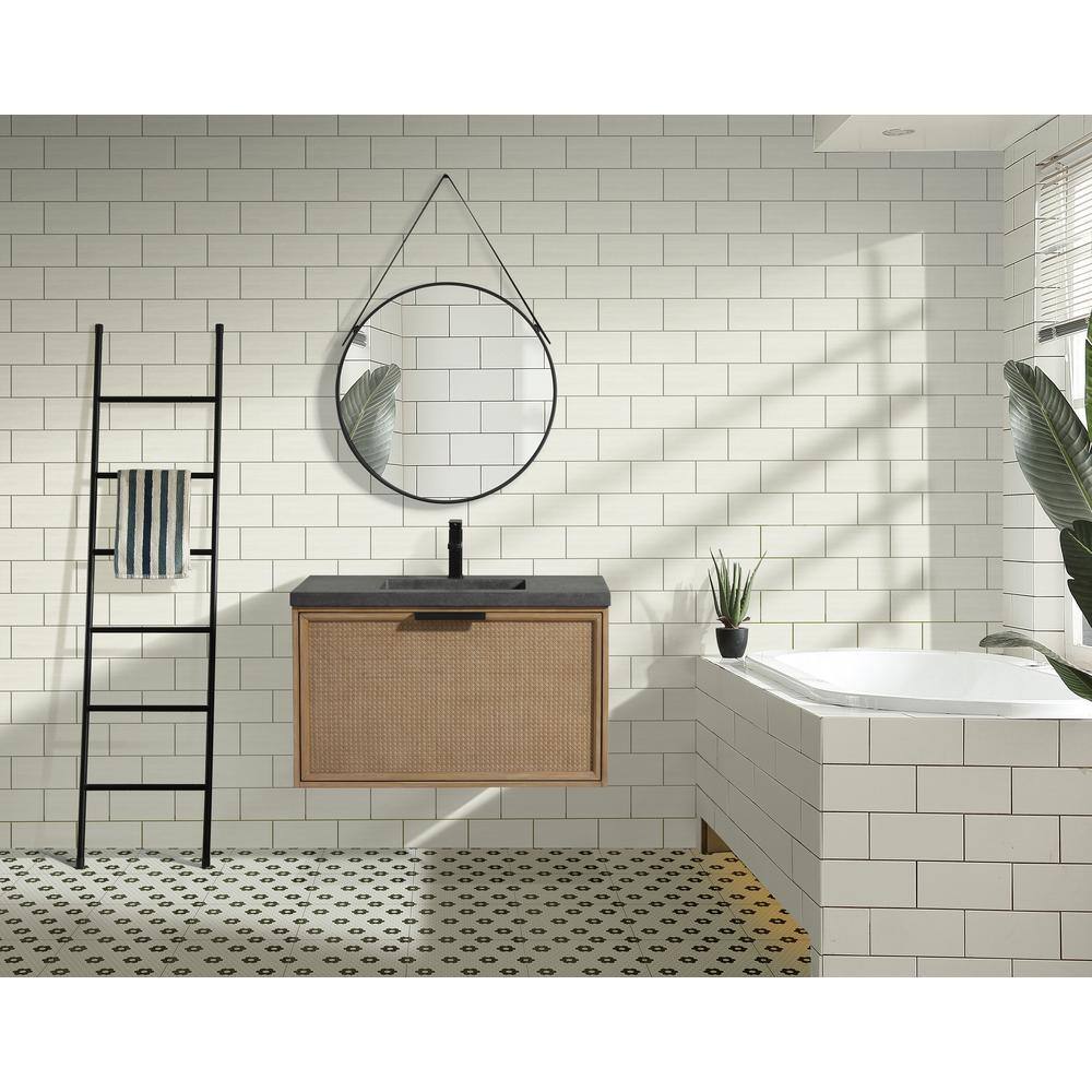 36'' Weathered Fir and Concrete Floating Bathroom Vanity