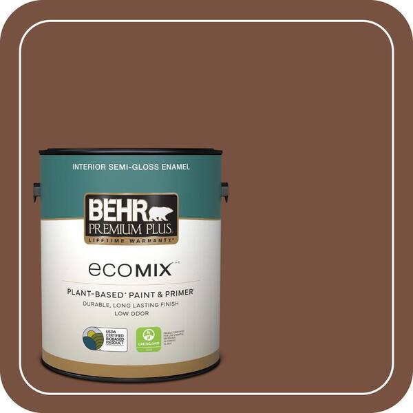 1 gal. #240F-7 Root Beer Semi-Gloss Enamel EcoMix Plant-Based Interior Paint & Primer
