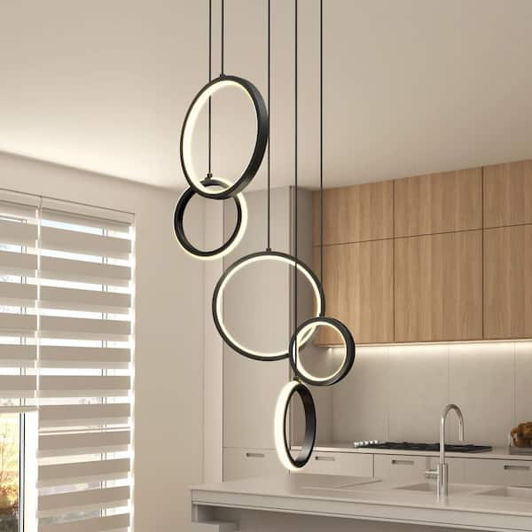 Artika Elmo 43-Watt 5-Lights 5CCT Matte Black Integrated LED Pendant Light