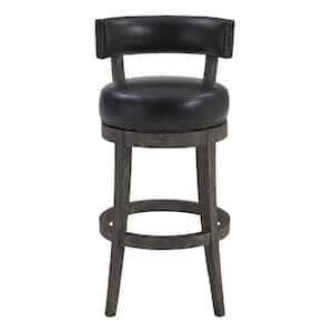 26 in. Brown Onyx Faux Leather Swivel Wood Counter Stool