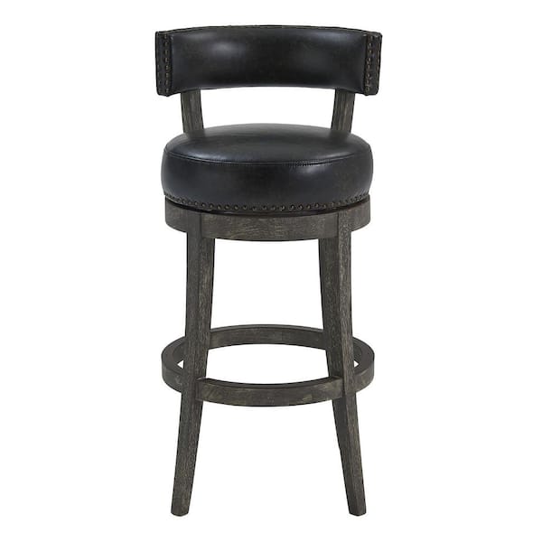 HomeRoots 26 in. Brown Onyx Faux Leather Swivel Wood Counter Stool