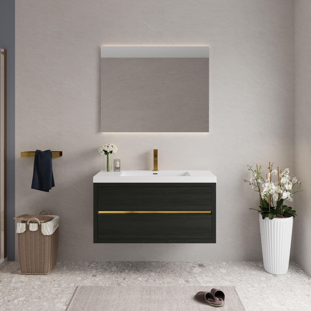 42 in. Wall-Mounted Espresso Bath Vanity with White Stone Resin Top price history on PriceWatchPro