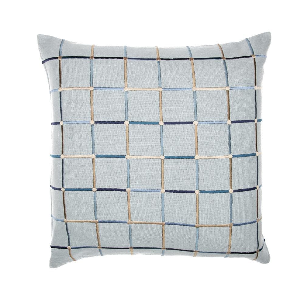 Stacy Garcia Blue/Multicolor Striped Embroidered Hand-Woven 20 in. x 20 in.