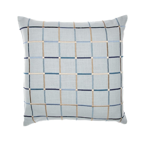 Unbranded Stacy Garcia Blue/Multicolor Striped Embroidered Hand-Woven 20 in. x 20 in. Indoor Throw Pillow