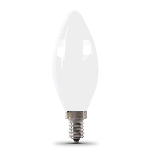 Feit Electric 40-Watt Equivalent B10 E12 Candelabra Dimmable CEC Frosted Glass Chandelier LED Light Bulb Soft White 2700K (48-Pack)