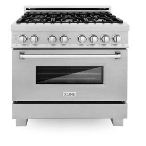 36" 4.6 cu. ft. Dual Fuel Range with Gas Stove and Electric Oven with Griddle in. Fingerprint Resistant Stainless Steel
