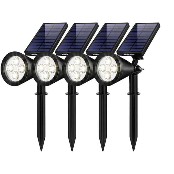 Angel Sar Outdoor Multicolor Waterproof Adjustable Solar Lights with Panel for Garden Yard Pathway (4-Pack)