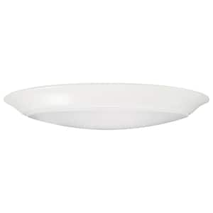 9.49 in. White Contemporary Flush Mount with White Acrylic Shade and Integrated LED