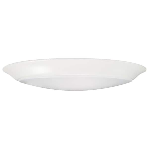 SATCO 9.49 in. White Contemporary Flush Mount with White Acrylic Shade and Integrated LED