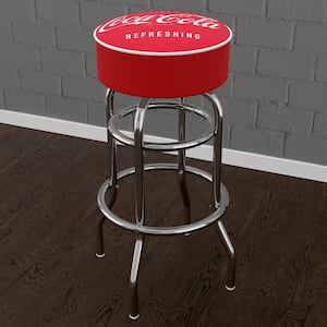 Coca-Cola Vintage 31 in. Red Backless Metal Bar Stool with Vinyl Seat