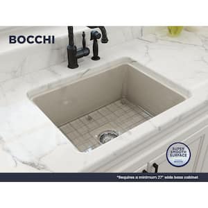 Sotto Biscuit Fireclay 24 in. Single Bowl Undermount/Drop-In Kitchen Sink w/Protective Bottom Grid and Strainer