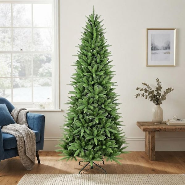 5 ft. Slim Christmas Tree Artificial Foliage with 610-Tips, PE Plus PVC Branches, Hinged Design and Stable Metal Stand