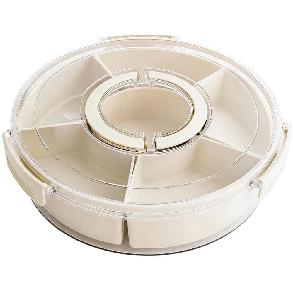 Esepony 11.6 in. 6-Compartment Divided Serving Tray with Lid and