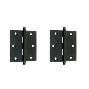 2-1/2 in. x 2-1/2 in. Matte Black Solid Extruded Brass Loose Pin Mortise Cabinet Hinge (1-Pair)