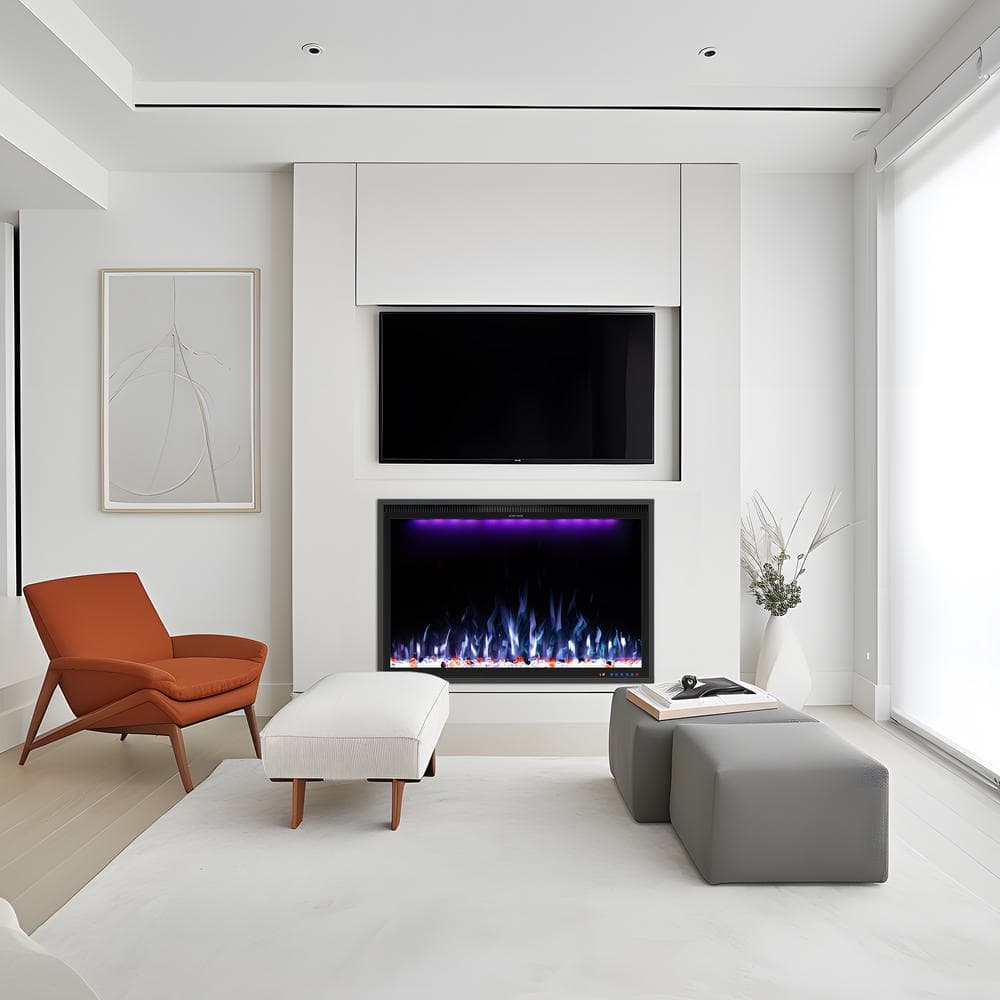 40 in. Smart Electric Fireplace Inserts Recessed and Wall Mounted Fireplace