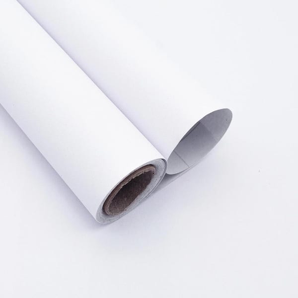 Matte White Modern Solid Color Self-Adhesive Removable Peel and Stick Wallpaper Roll, 16"x120"