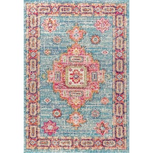 Bohemian Flair Boho Vintage Medallion Blue/Red 8 ft. x 10 ft. Area Rug