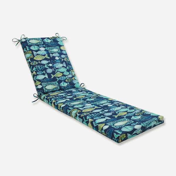 Pillow Perfect Tropical 23 x 30 Outdoor Chaise Lounge Cushion in Blue/Green Hooked