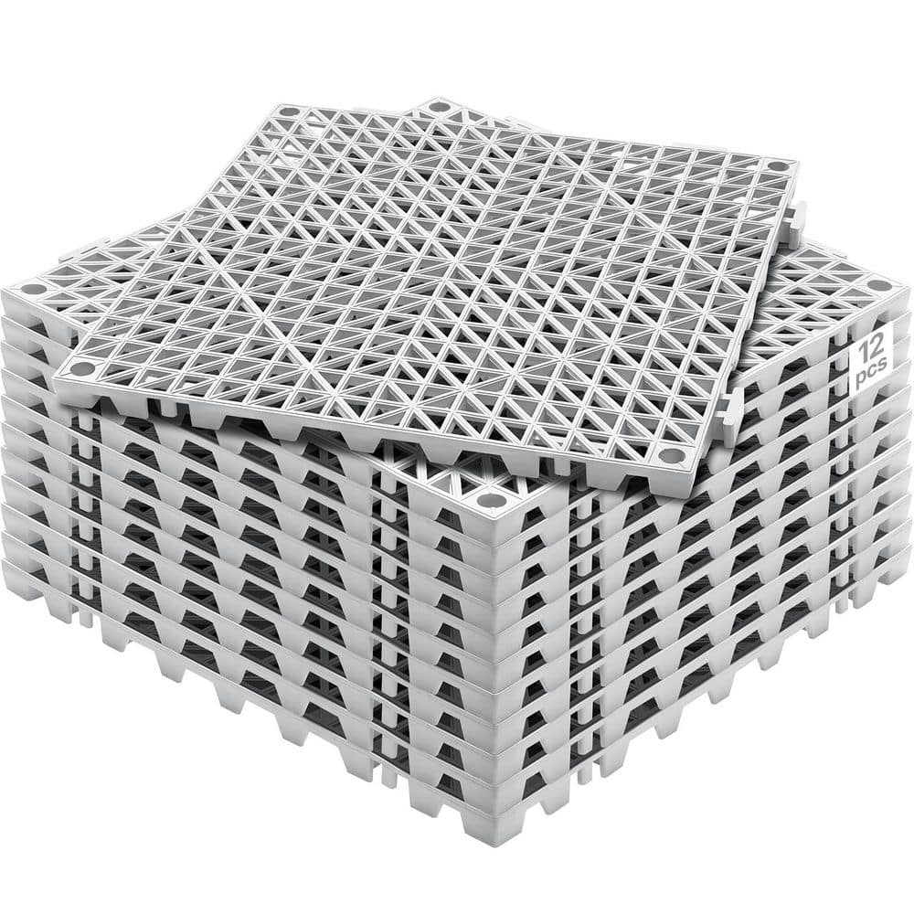 Modular Interlocking Cushion, 12Pcs, Gray, 12 in. W x 12 in. L x 0.6 in. T, Soft PVC, Gym Flooring Mat, (12 sq. ft. ) price history on PriceWatchPro