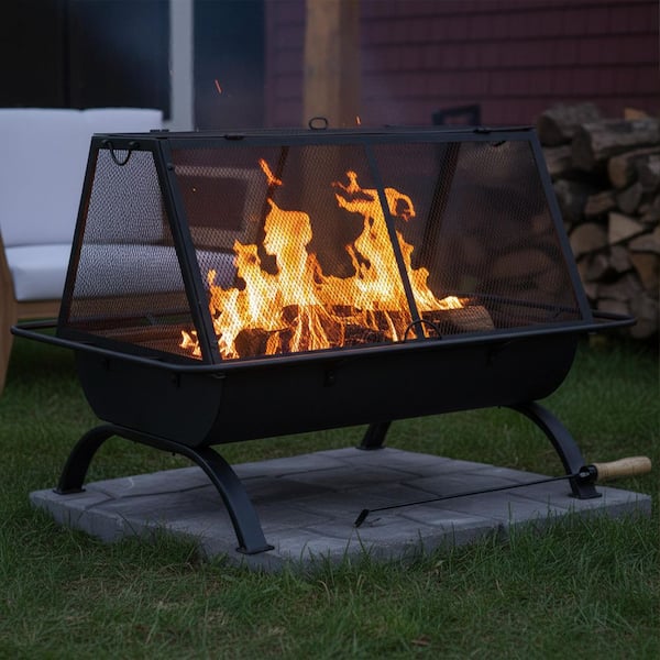 Sunnydaze Northland 36 in. x 27 in. Rectangle Steel Wood Burning