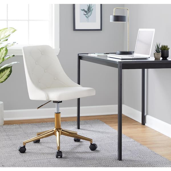 ECom Vinyl Office Stool for Desk Height, No Foot Ring, Casters, No Seat  Tilt, No Arms