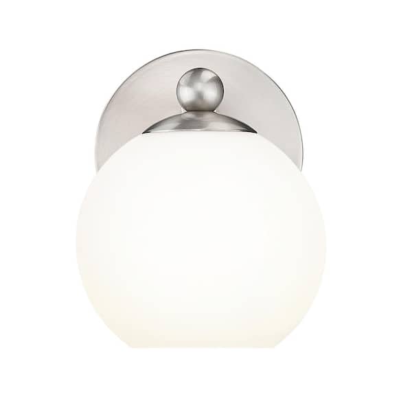 Unbranded Neoma 5.25 in. 1 Light Brushed Nickel Wall Sconce Light with Opal Etched Glass Shade with No Bulbs Included