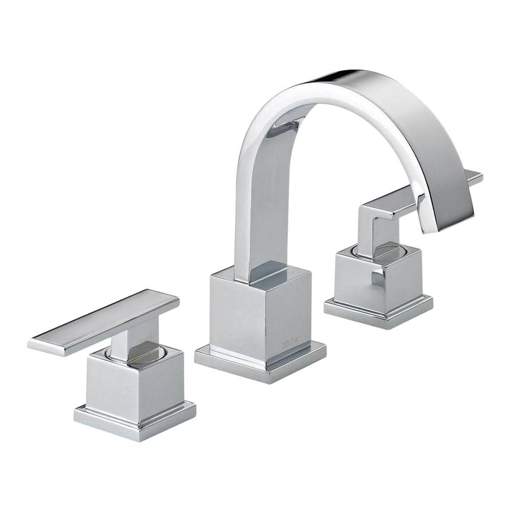 Delta Vero 8 In Widespread 2 Handle Bathroom Faucet With Metal Drain Assembly In Chrome 3553lf The Home Depot