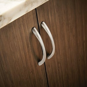 Tapered Bow 3-3/4 in. (96 mm) Modern Satin Nickel Cabinet Drawer Pull