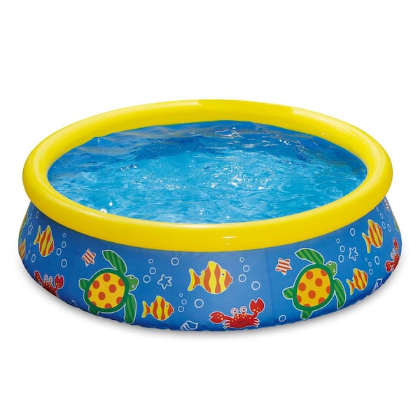 Summer Waves P1000515C167 5 ft. Round 15 in. Deep Inflatable Pool with Ocean Print