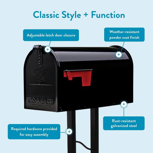 Architectural Mailboxes Mailbox To Go Kit | Galvanized Steel Post & Medium Capacity Box | USPS Approved