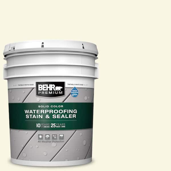 BEHR PREMIUM 5 gal. #P300-1 Lemon White Solid Color Waterproofing Exterior Wood Stain and Sealer