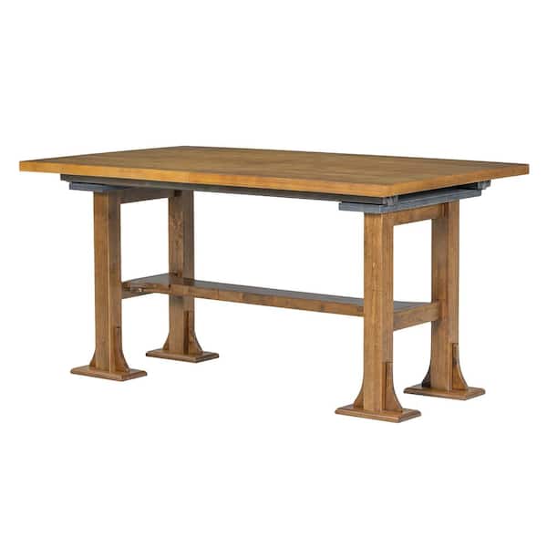 6-Piece Farmhouse Dark Brown Extendable Wood Top Dining Room Set Seats 5