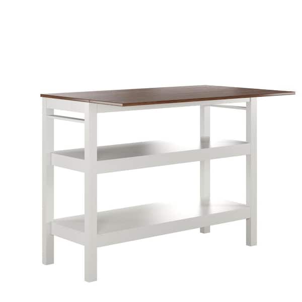 Novogratz Tallen Walnut, Wood Top, 48 in. W, Kitchen Island Table