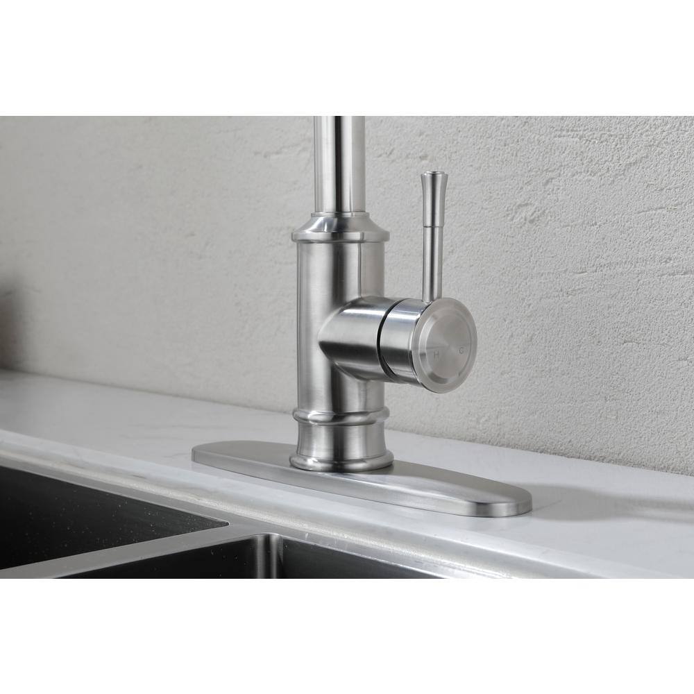 Brushed Nickel High Arc Single Handle Pull Out Kitchen Faucet