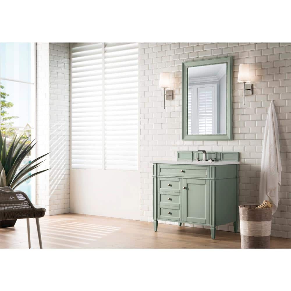 Brittany 36.0 in. W x 23.5 in. D x 34 in. H Bathroom Vanity in Sage Green with White Zeus Quartz Top price history on PriceWatchPro