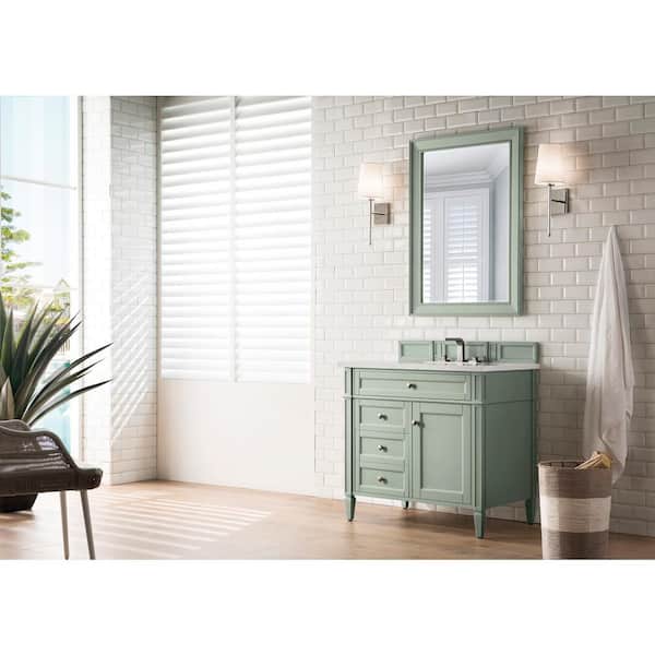 Brittany 36.0 in. W x 23.5 in. D x 34 in. H Bathroom Vanity in Sage Green with White Zeus Quartz Top