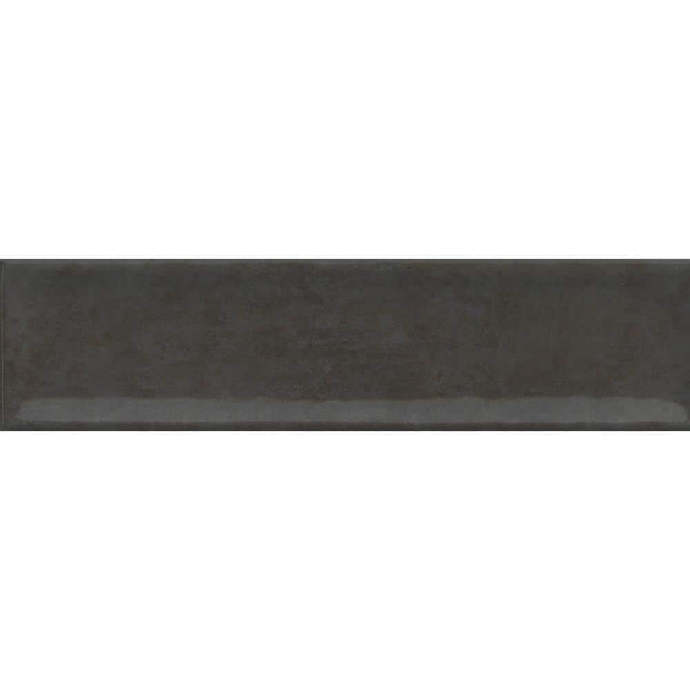 EMSER TILE Raku Charcoal 3 in. x 12 in. Glossy Ceramic Wall Tile (6.3 ...