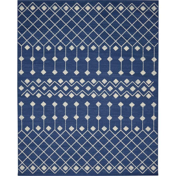 Nourison Grafix Navy 8 ft. x 10 ft. Moroccan Boho Area Rug