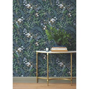 Peacock Garden Navy Peel and Stick Wallpaper