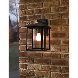 Hunnington 1-Light Black Outdoor 11 in. Wall Lantern Sconce