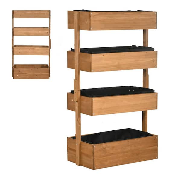 Flynama 4 Tier Orange Wood Planter Box