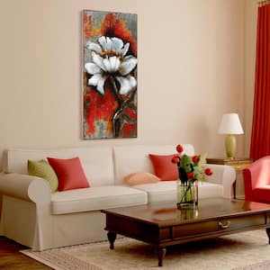 48 in. x 24 in. "Garden Rose 1" Mixed Media Iron Hand Painted Dimensional Wall Art